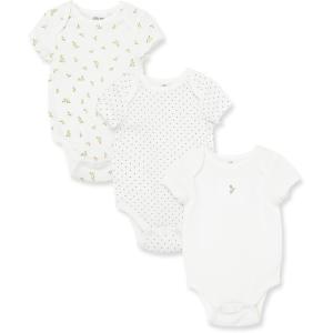 Little Me Clothes for Baby Girls’ 3-Pack 100% Cotton Bodysuits with Full Snap Closures, Baby Essentials, Newborn to 9 Months(Ivory)