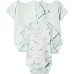 Little Me Clothes for Baby Girls’ 3-Pack 100% Cotton Bodysuits with Full Snap Closures, Baby Essentials, Newborn to 9 Months(Mint Print)