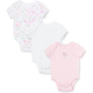 Little Me Clothes for Baby Girls’ 3-Pack 100% Cotton Bodysuits with Full Snap Closures, Baby Essentials, Newborn to 9 Months(Pink Watercolor)