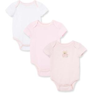 Little Me Clothes for Baby Girls’ 3-Pack 100% Cotton Bodysuits with Full Snap Closures, Baby Essentials, Newborn to 9 Months(Pink/Multi Bear)
