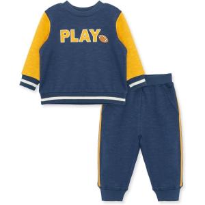Little Me Clothes for Baby Girl’s and Boy’s 2Pc Tracksuit Set, Sweatshirt and Coordinating Legging, 12 Months – 4 Toddler(Blue Football)