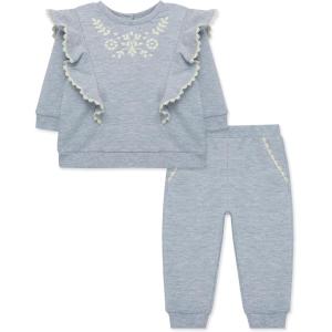 Little Me Clothes for Baby Girl’s and Boy’s 2Pc Tracksuit Set, Sweatshirt and Coordinating Legging, 12 Months – 4 Toddler(Heather Grey)