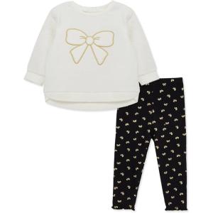 Little Me Clothes for Baby Girl’s and Boy’s 2Pc Tracksuit Set, Sweatshirt and Coordinating Legging, 12 Months – 4 Toddler(Marshmallow/Jet Black)