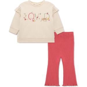 Little Me Clothes for Baby Girl’s and Boy’s 2Pc Tracksuit Set, Sweatshirt and Coordinating Legging, 12 Months – 4 Toddler(Tapioca/Holly Berry)