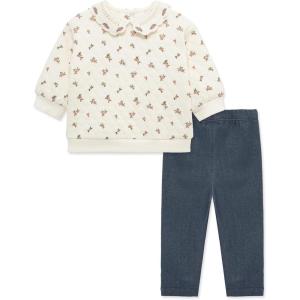 Little Me Clothes for Baby Girl’s and Boy’s 2Pc Tracksuit Set, Sweatshirt and Coordinating Legging, 12 Months – 4 Toddler(Whisper White/Knit Denim)