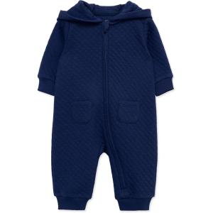 Little Me Simply Essential Solids Gender Neutral Organic Cotton Blend Hooded Coverall, 3 Months – 12 Months(Medieval Blue)