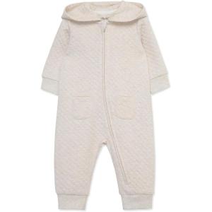 Little Me Simply Essential Solids Gender Neutral Organic Cotton Blend Hooded Coverall, 3 Months – 12 Months(Oatmeal Heather)