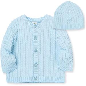 Little Me unisex-baby Cable Knit Sweater and Cap Set(Light Blue)