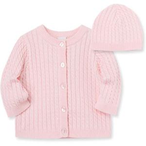 Little Me unisex-baby Cable Knit Sweater and Cap Set(Light Pink)