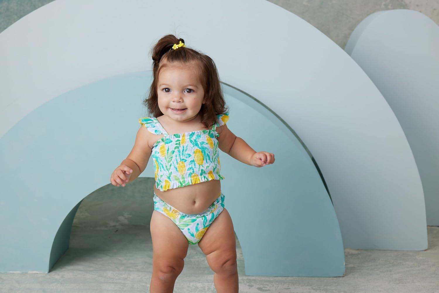 imageLittle Me BabyGirls Little Girls UPF 50 Sun Protection One Piece SwimsuitBlue
