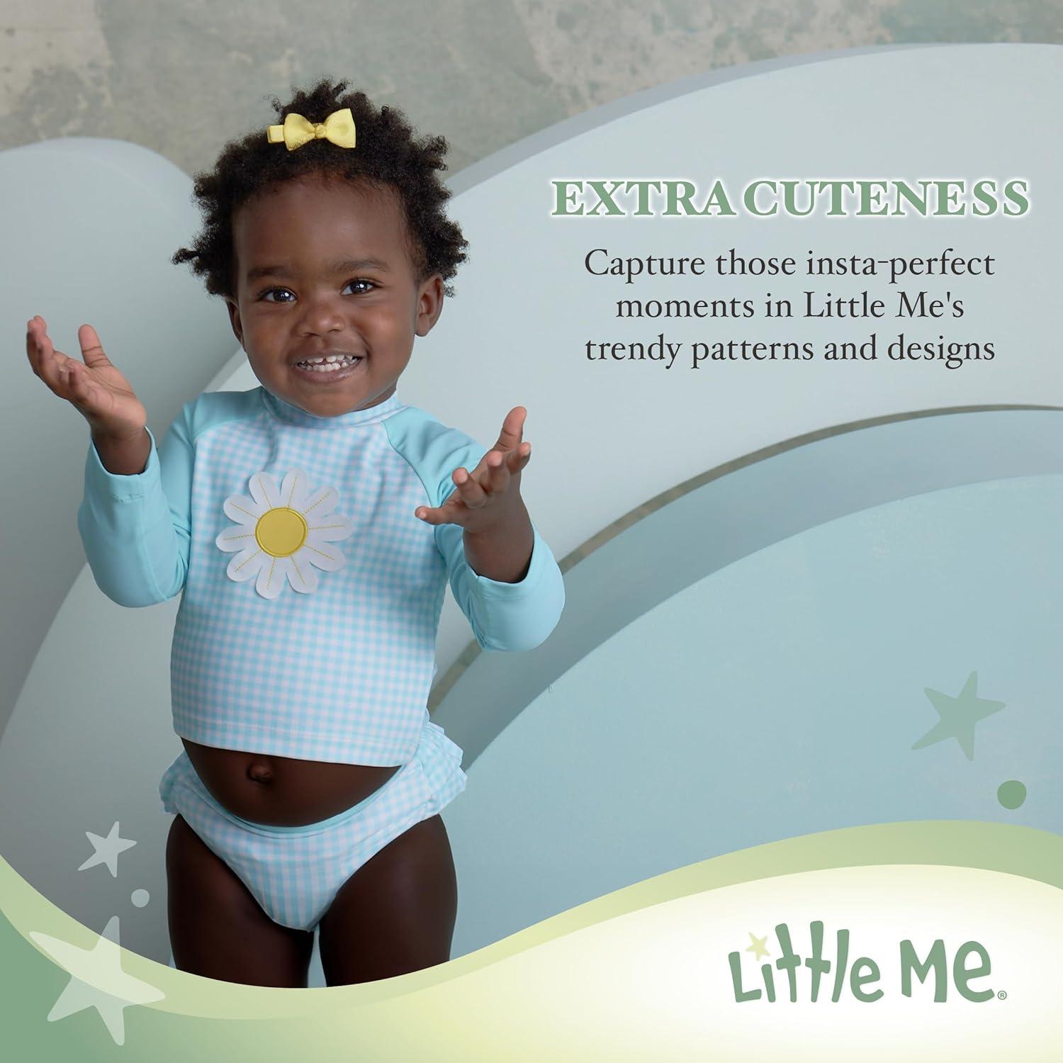 imageLittle Me BabyGirls Little Girls UPF 50 Sun Protection One Piece SwimsuitPink Ice Cream Stripe