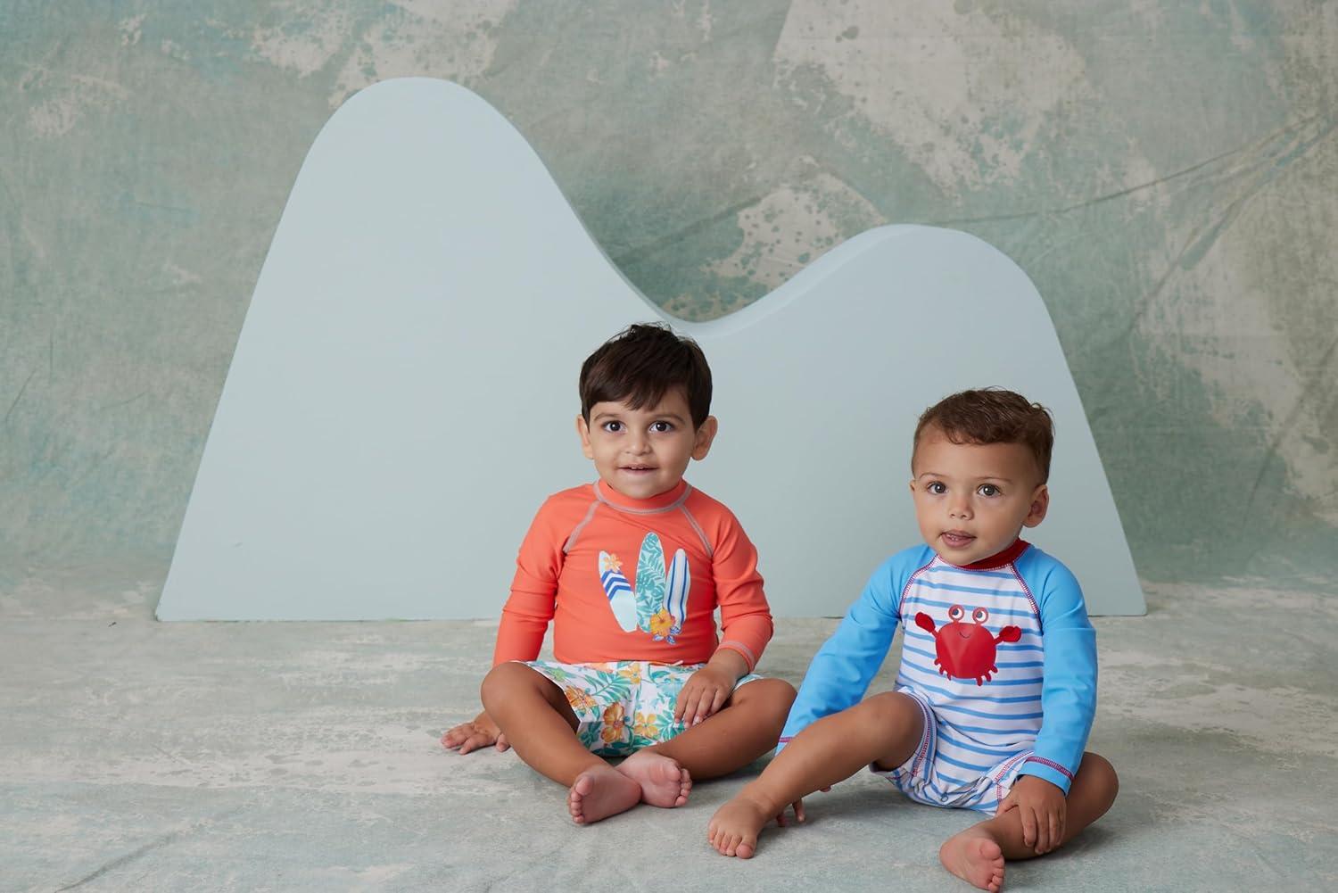 imageLittle Me Clothes for Baby Boys Long Sleeve Rash Guard 6 Months 4 ToddlerOrange