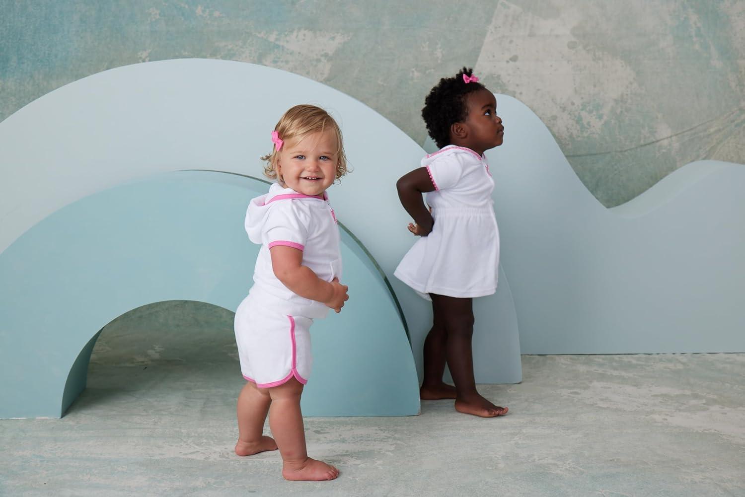 imageLittle Me Clothes for Baby Girls Swimsuit Hooded CoverUp 6 Months 4 ToddlerWhite Set