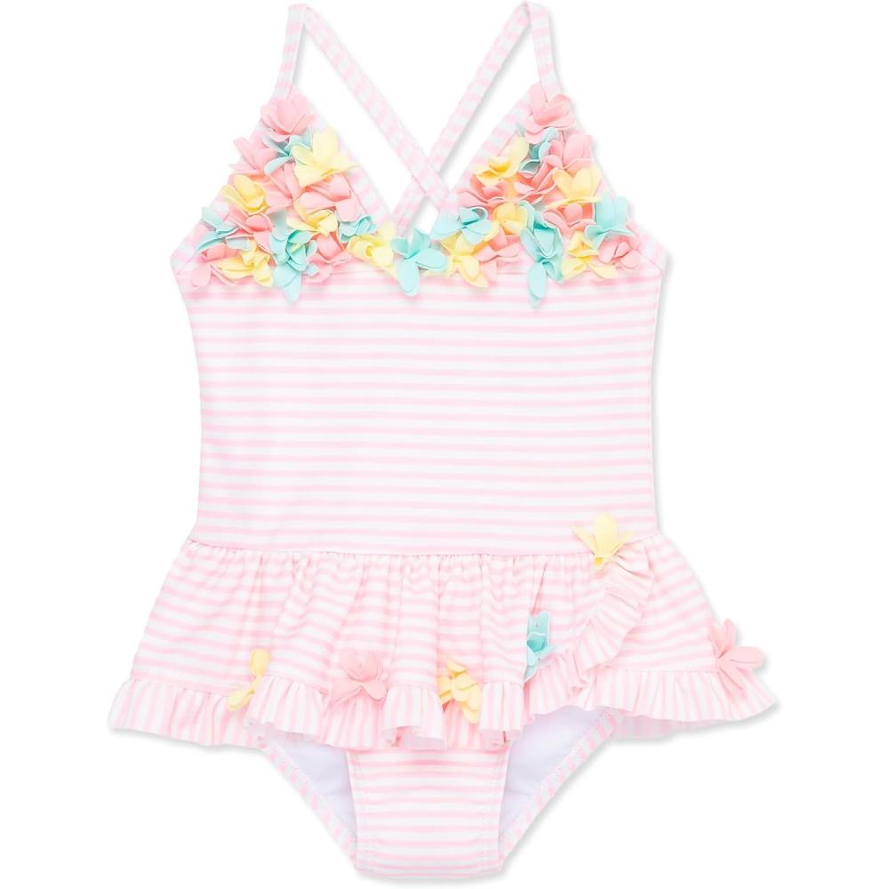 imageLittle Me BabyGirls Little Girls UPF 50 Sun Protection One Piece Swimsuit3d Bright Pink