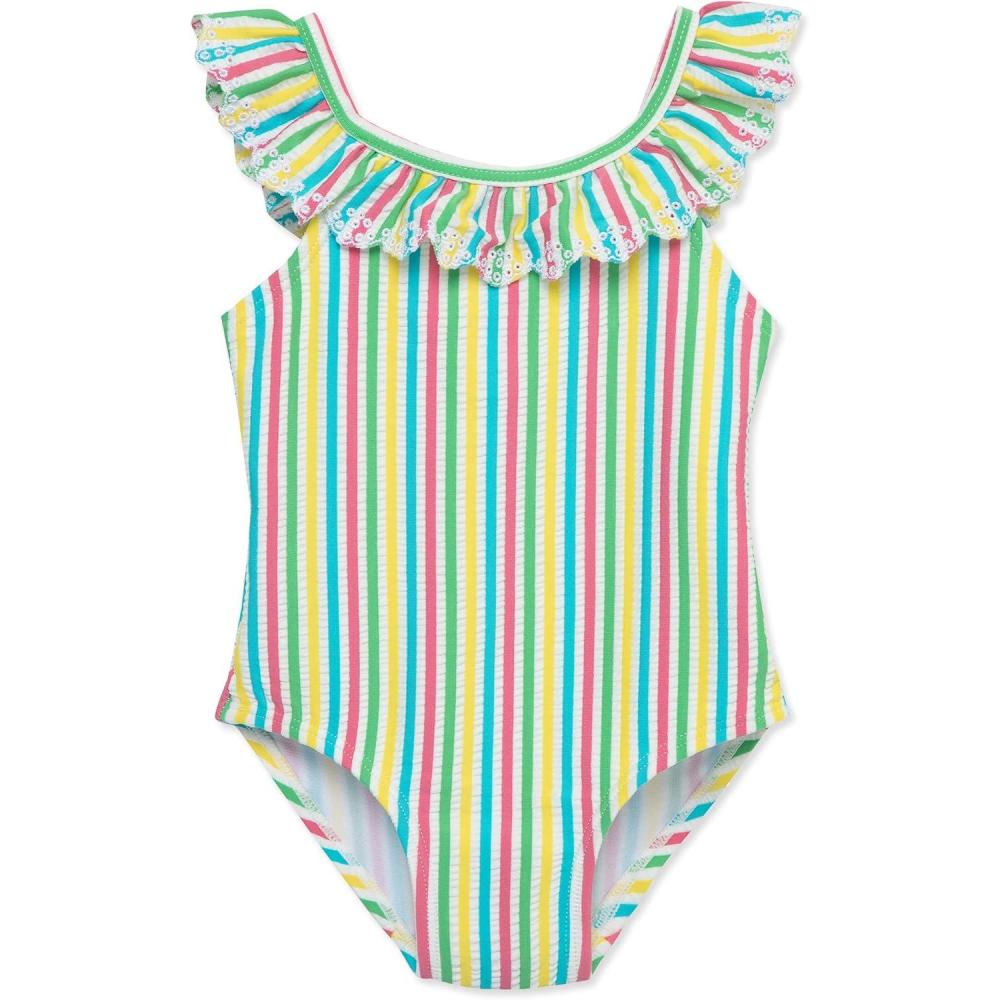 imageLittle Me BabyGirls Little Girls UPF 50 Sun Protection One Piece SwimsuitMulti Stripe