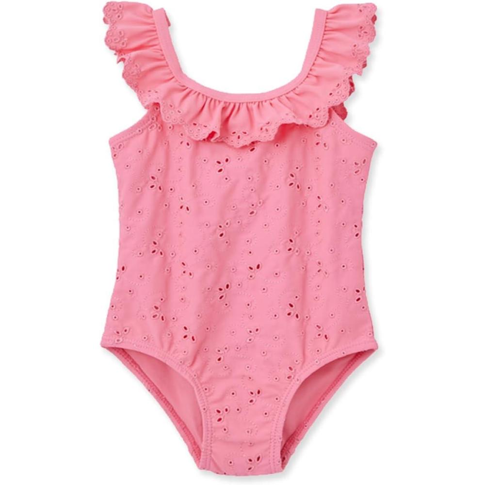 imageLittle Me BabyGirls Little Girls UPF 50 Sun Protection One Piece SwimsuitPink Eyelet