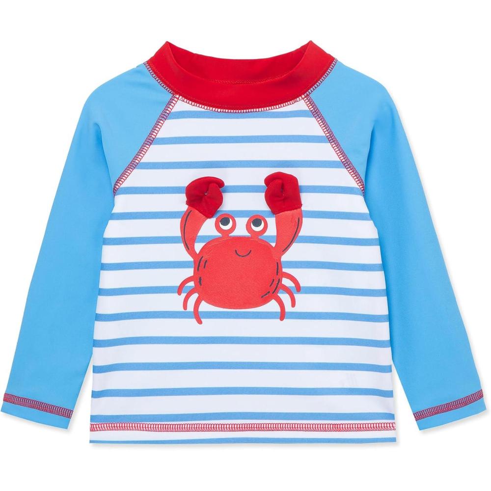 imageLittle Me Clothes for Baby Boys Long Sleeve Rash Guard 6 Months 4 ToddlerBlue