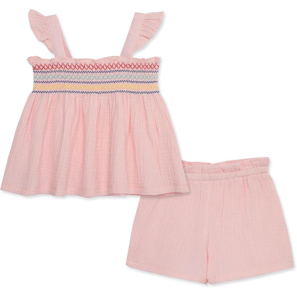 imageLittle Me Clothes for Baby Girls Gauze Short Sets 12 Months 4 Toddler