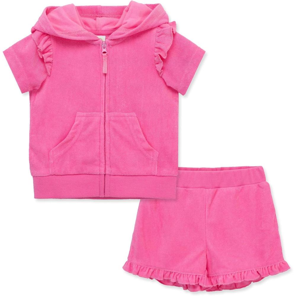 imageLittle Me Clothes for Baby Girls Hoodie and Short Cover Up Set 6 Months 4 Toddler