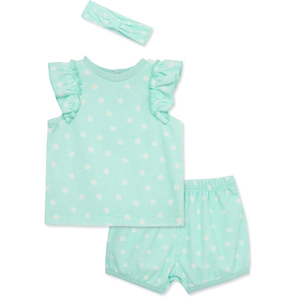 imageLittle Me Clothes for Baby Girls Short and Headband Set 312 MonthsAqua