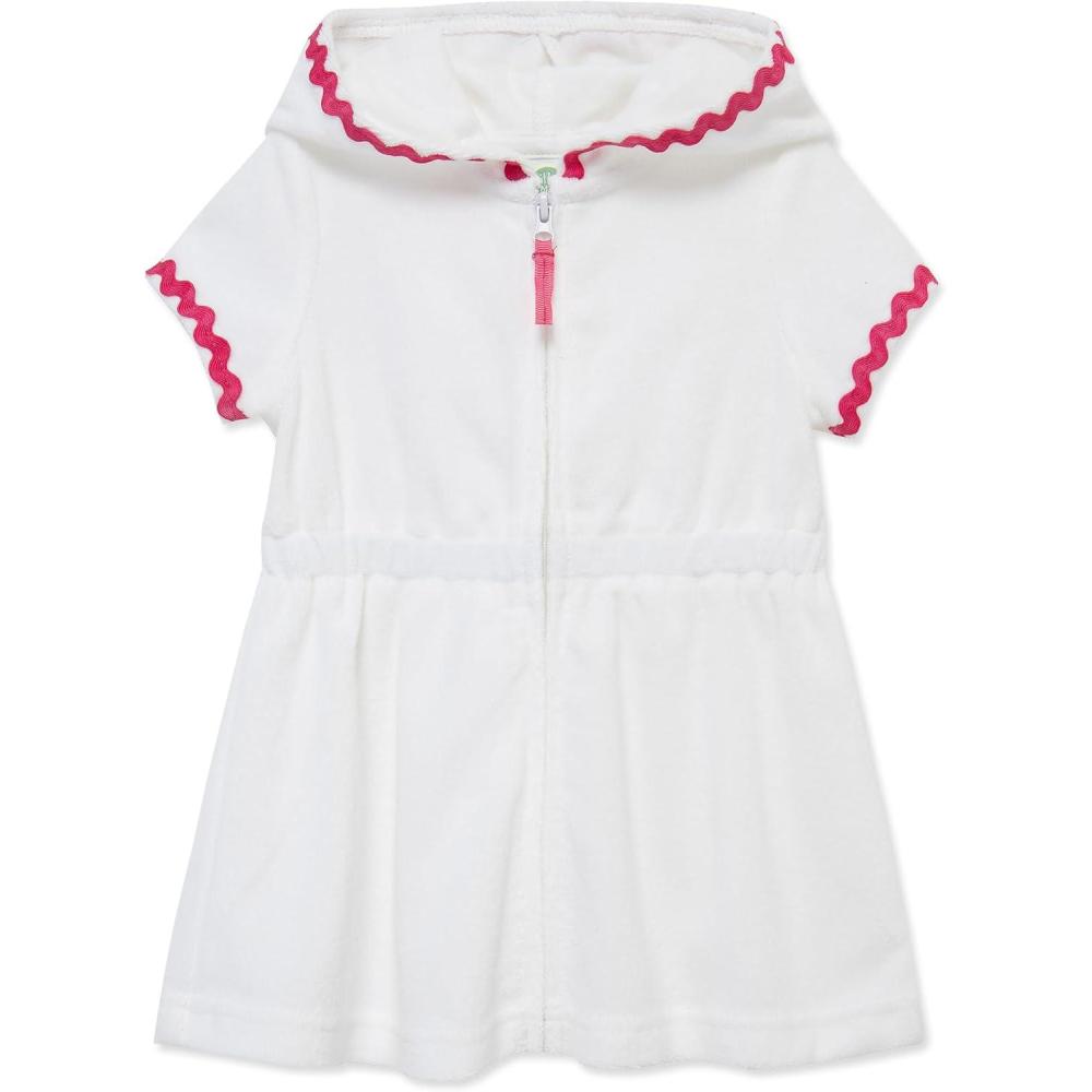 imageLittle Me Clothes for Baby Girls Swimsuit Hooded CoverUp 6 Months 4 ToddlerBright White Zip