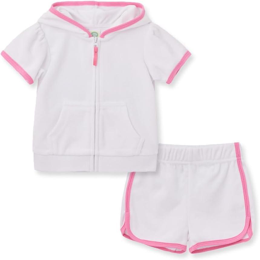 imageLittle Me Clothes for Baby Girls Swimsuit Hooded CoverUp 6 Months 4 ToddlerWhite Set