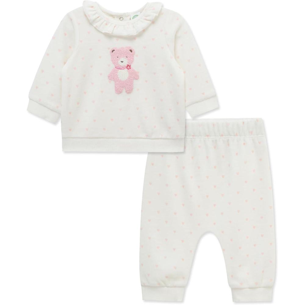 imageLittle Me Clothes for Baby Girls and Boys Velour Sweatshirt Tracksuit Jogger Sets 3 Months to 12 MonthsMarshmallow Sweet Bear