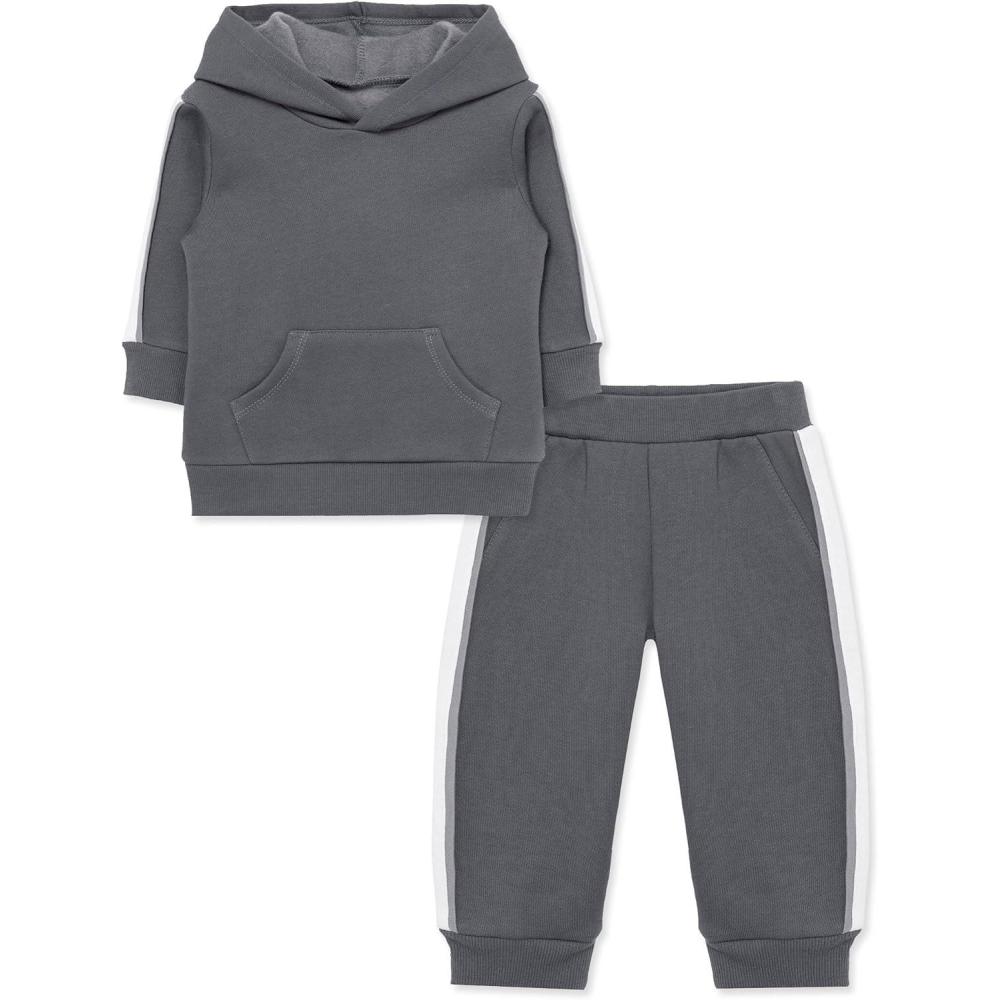 imageLittle Me Simply Essential Solids Organic Cotton Blend Baby Boys Fleece Sweatshirt and Pant Set 12 Months to 4 ToddlerCastlerock