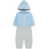 Little Me Baby Boys’ 2-Piece 100% Cotton Hooded Onesie and Pant Set, 0-24 Months(Blue Bell)