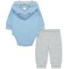 Little Me Baby Boys’ 2-Piece 100% Cotton Hooded Onesie and Pant Set, 0-24 Months(Blue Bell)