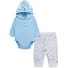 Little Me Baby Boys’ 2-Piece 100% Cotton Hooded Onesie and Pant Set, 0-24 Months(Grey Puppy)