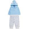 Little Me Baby Boys’ 2-Piece 100% Cotton Hooded Onesie and Pant Set, 0-24 Months(Grey Puppy)