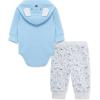 Little Me Baby Boys’ 2-Piece 100% Cotton Hooded Onesie and Pant Set, 0-24 Months(Grey Puppy)