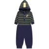 Little Me Baby Boys’ 2-Piece 100% Cotton Hooded Onesie and Pant Set, 0-24 Months(Navy Football)