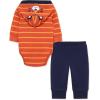 Little Me Baby Boys’ 2-Piece 100% Cotton Hooded Onesie and Pant Set, 0-24 Months(Navy Tiger)