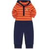 Little Me Baby Boys’ 2-Piece 100% Cotton Hooded Onesie and Pant Set, 0-24 Months(Navy Tiger)