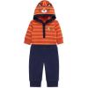 Little Me Baby Boys’ 2-Piece 100% Cotton Hooded Onesie and Pant Set, 0-24 Months(Navy Tiger)