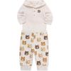 Little Me Baby Boys’ 2-Piece 100% Cotton Hooded Onesie and Pant Set, 0-24 Months(Oatmeal Bear)