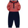 Little Me Baby Boys’ 2-Piece 100% Cotton Hooded Onesie and Pant Set, 0-24 Months(Peacoat/Cranberry)