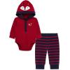 Little Me Baby Boys’ 2-Piece 100% Cotton Hooded Onesie and Pant Set, 0-24 Months(Red Fox)