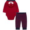 Little Me Baby Boys’ 2-Piece 100% Cotton Hooded Onesie and Pant Set, 0-24 Months(Red Fox)
