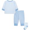 Little Me Baby Boys’ 3-Piece Jogger Set, Crew Neck Shirt, Stripe Pant, and Coordinating Socks, 3 to 24 Months(Della Robbia Blue)