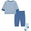 Little Me Baby Boys’ 3-Piece Jogger Set, Crew Neck Shirt, Stripe Pant, and Coordinating Socks, 3 to 24 Months(Dutch Blue Trucks)