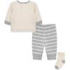 Little Me Baby Boys’ 3-Piece Jogger Set, Crew Neck Shirt, Stripe Pant, and Coordinating Socks, 3 to 24 Months(Heather Grey Hiking)
