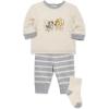 Little Me Baby Boys’ 3-Piece Jogger Set, Crew Neck Shirt, Stripe Pant, and Coordinating Socks, 3 to 24 Months(Heather Grey Hiking)