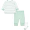 Little Me Baby Boys’ 3-Piece Jogger Set, Crew Neck Shirt, Stripe Pant, and Coordinating Socks, 3 to 24 Months(Lichen/Multi)