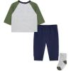 Little Me Baby Boys’ 3-Piece Jogger Set, Crew Neck Shirt, Stripe Pant, and Coordinating Socks, 3 to 24 Months(Peaccoat Football)