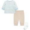 Little Me Baby Boys’ 3-Piece Jogger Set, Crew Neck Shirt, Stripe Pant, and Coordinating Socks, 3 to 24 Months(Smoke Grey/Corydalis Blue)