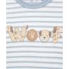 Little Me Baby Boys’ 3-Piece Jogger Set, Crew Neck Shirt, Stripe Pant, and Coordinating Socks, 3 to 24 Months(Tan Woof)