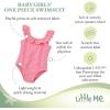 Little Me Baby-Girls Little Girls’ UPF 50+ Sun Protection One Piece Swimsuit(Pink Eyelet)
